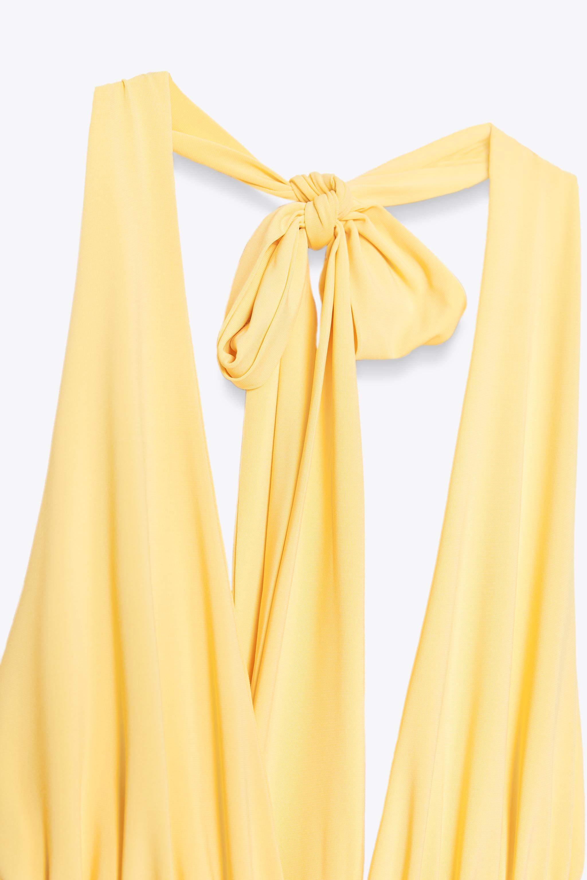 ZARA 背中開きホルターネックロングワンピース 3152/224 背中開きホルターネックロングワンピース - ライトイエロー