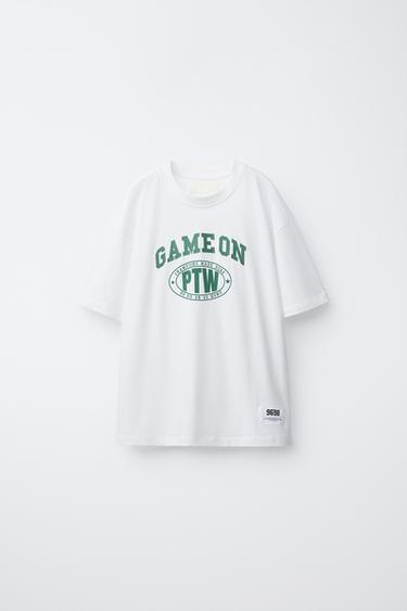 CAMISETA JOGGING TEXTO BORDADO - Blanco de Zara - Imagen 0