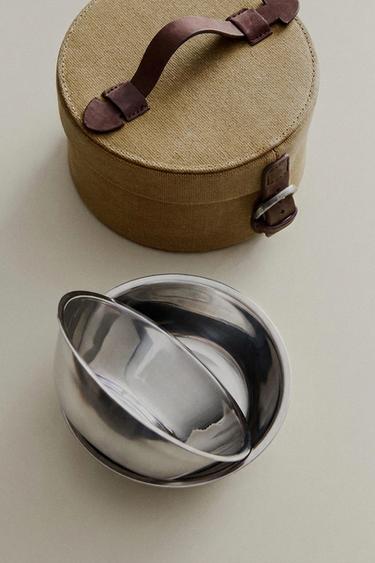 PET FOOD BOWL SET WITH CASE — Brown / Green 1