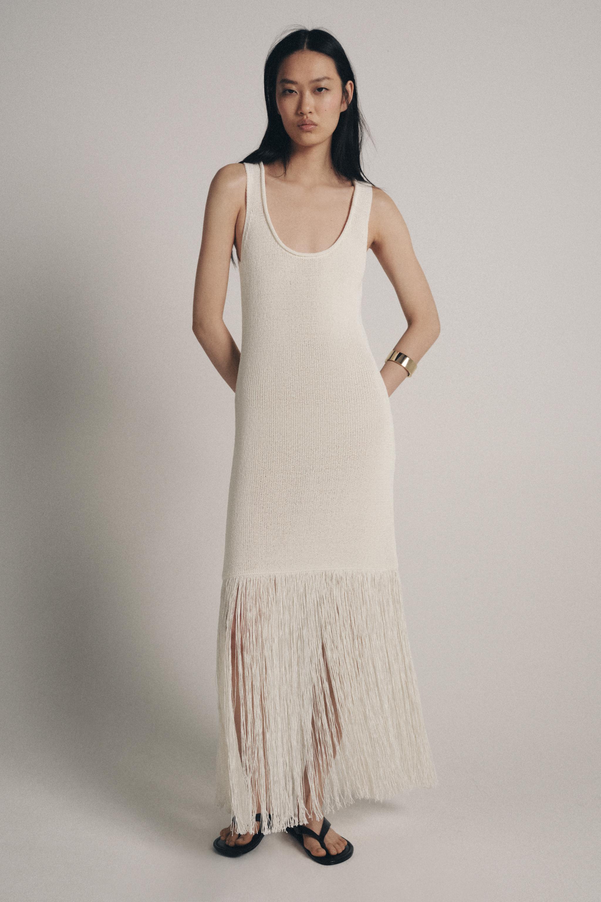 FRINGED KNIT DRESS