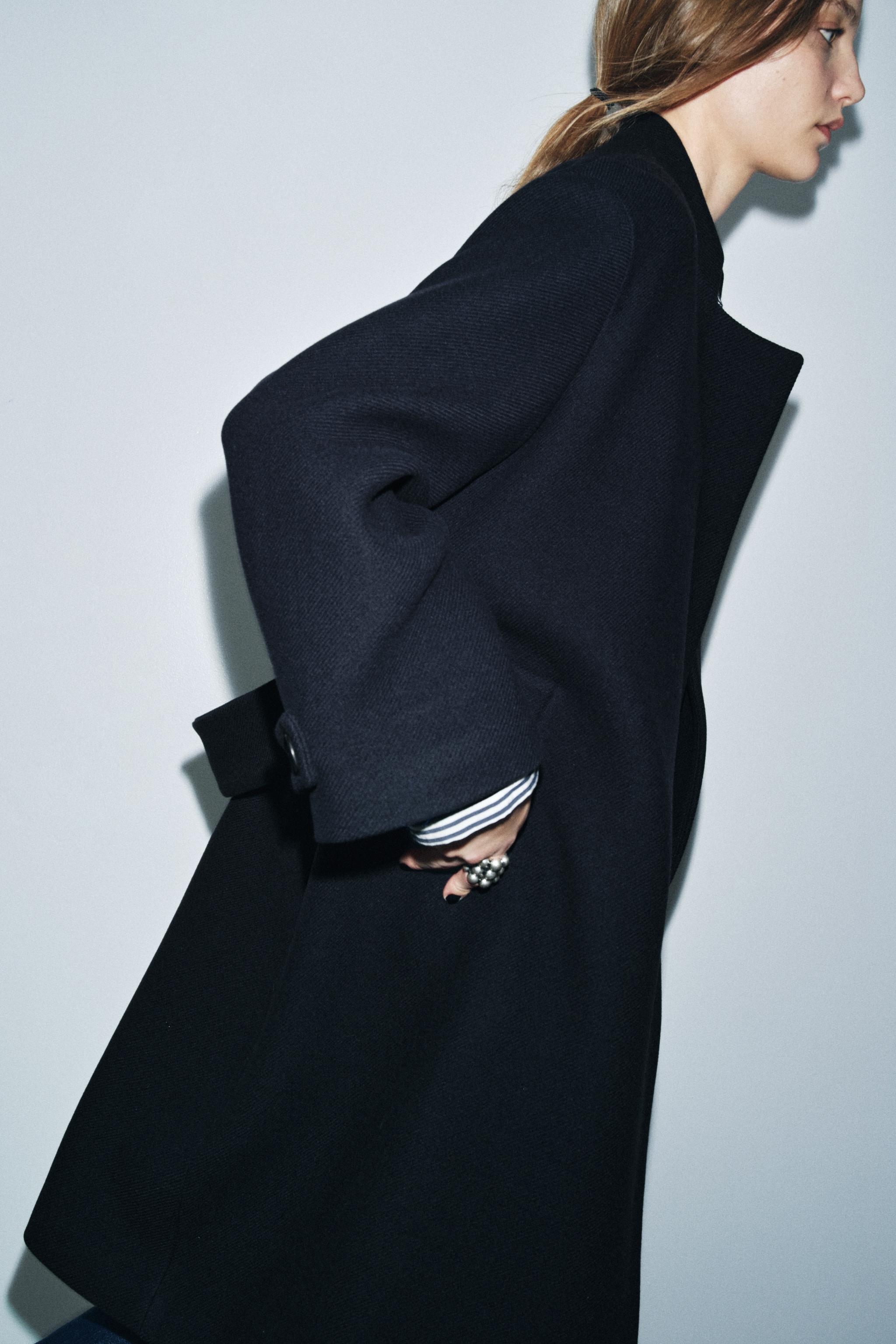 R 【ほぼ新品】ZARA ウールコート ウールダブルブレストコート - グレーマール | ZARA Japan / 日本