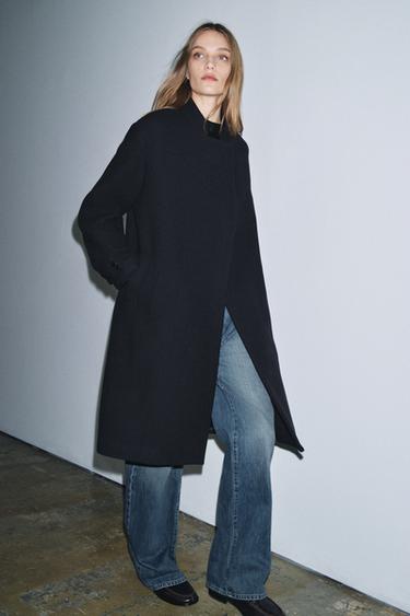 Zara WOOL BLEND COAT ZW COLLECTION - Dark navy - Image 0