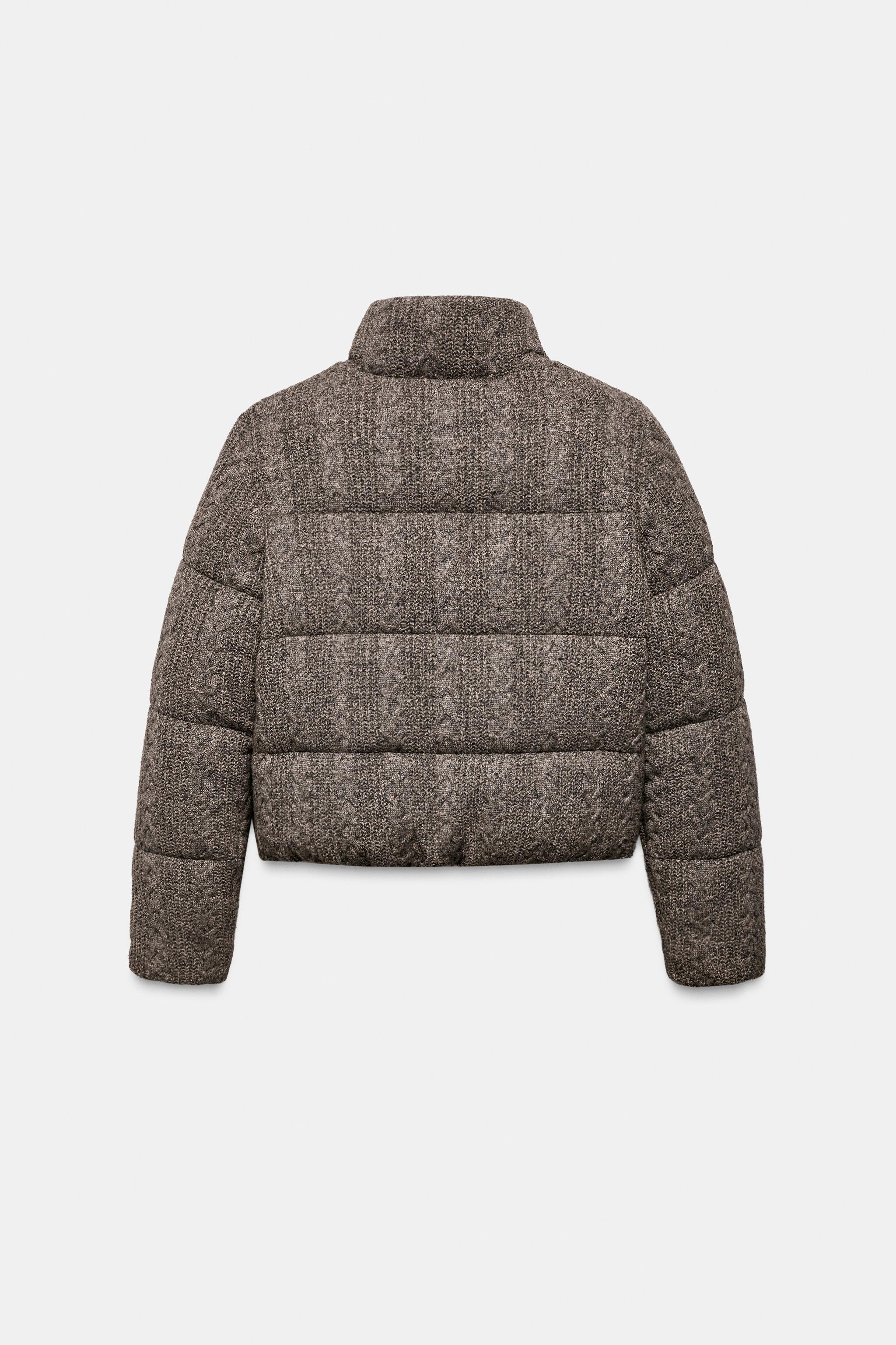 Zara CABLE KNIT PADDED BOMBER JACKET WITH THERMAL INSULATION at