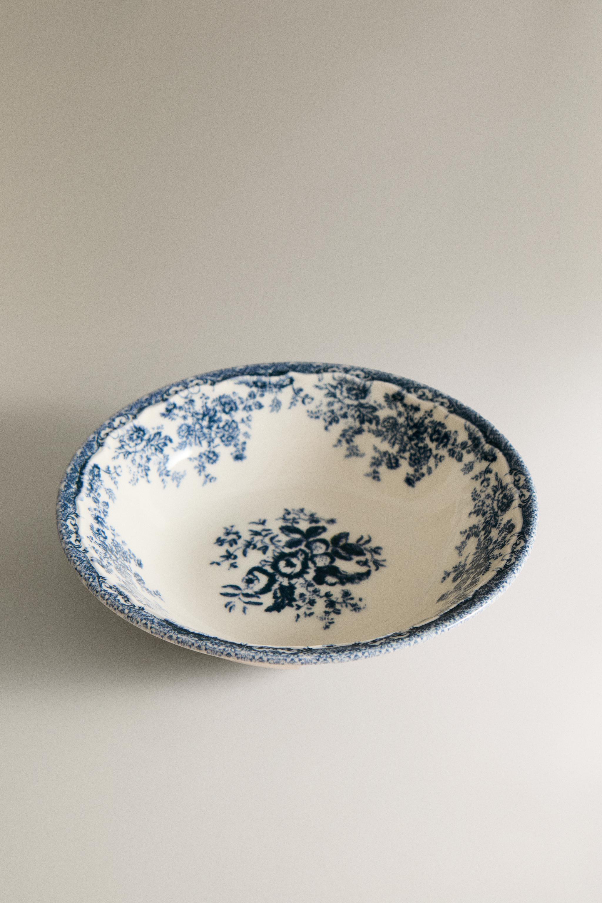 FLORAL EARTHENWARE BOWL - Blue | ZARA United States