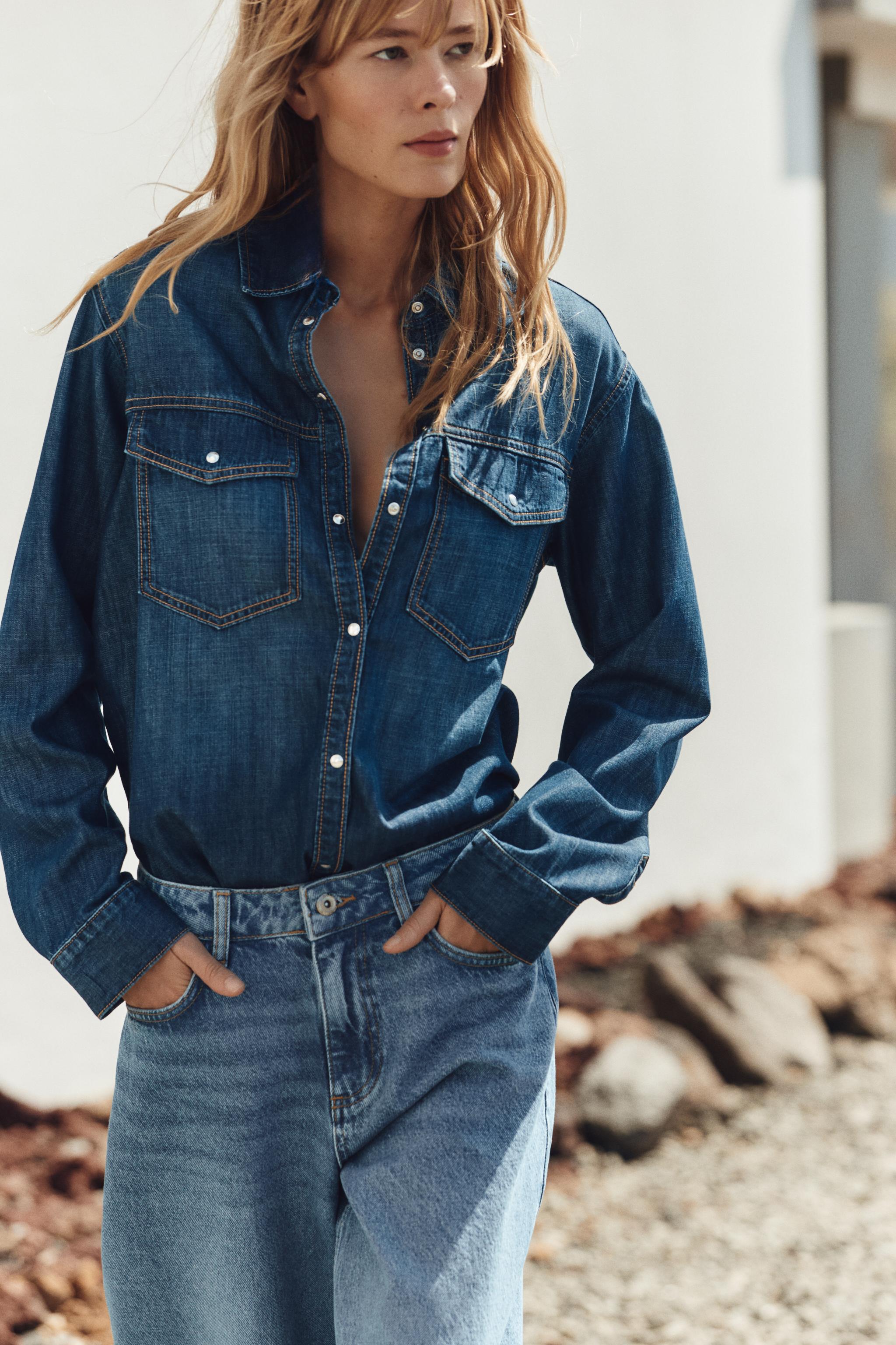 Lazo Zara Camisa Vaquera Mujer Zara Camisa Denim Mujer Zara Camisa Vaquera Mujer Camisa ZARA Con