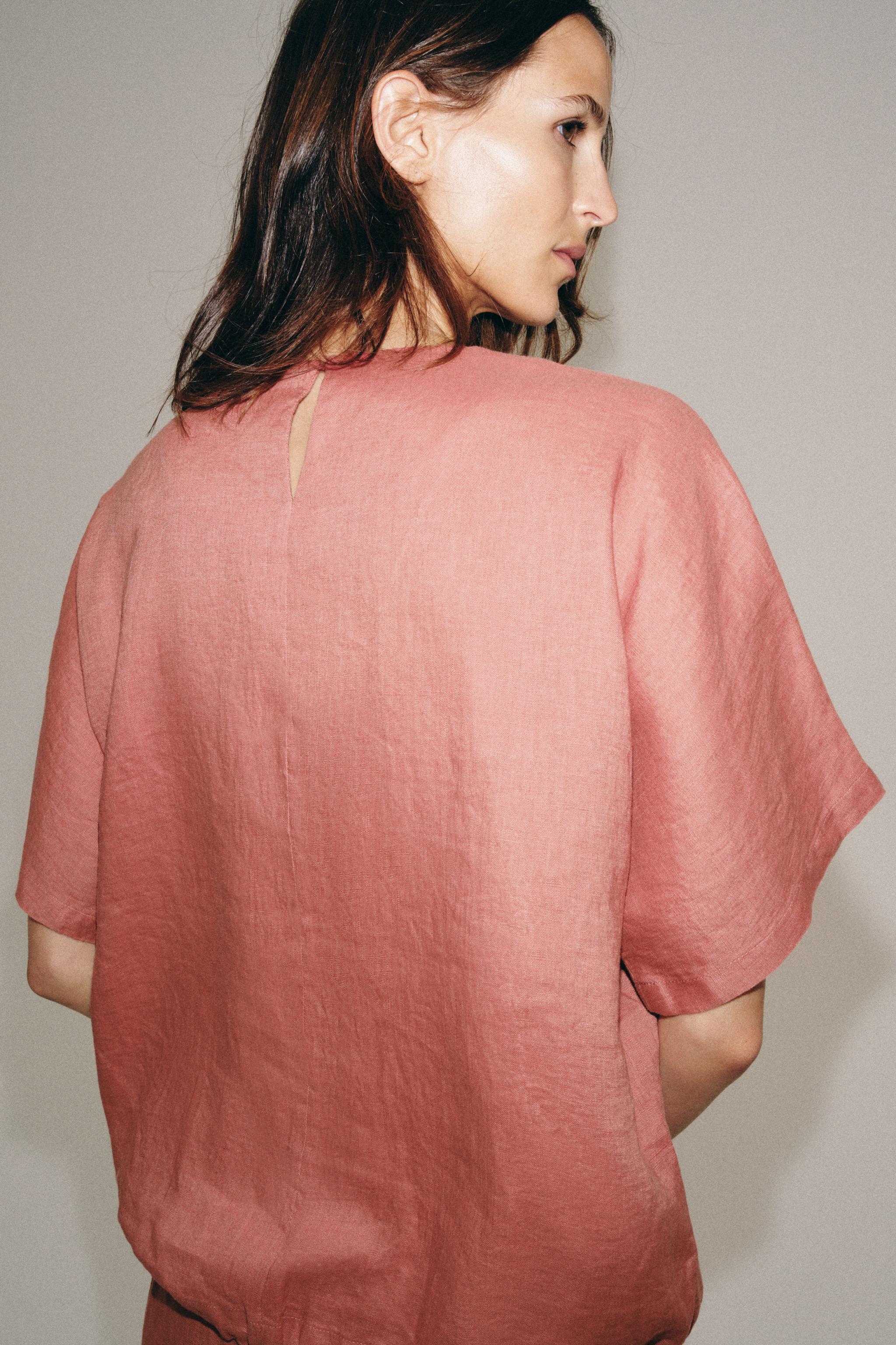 100% LINEN LACED TOP ZW COLLECTION - thumbnail 8