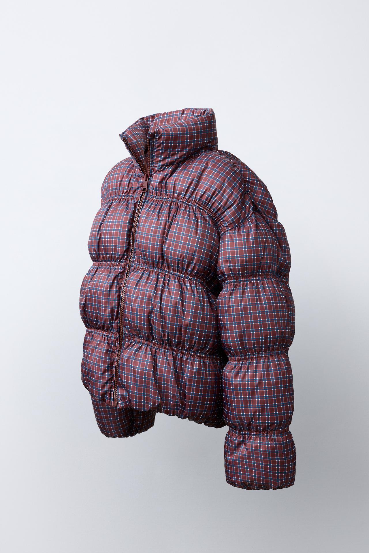 CHECKED QUILTED JACKET — Burgundy