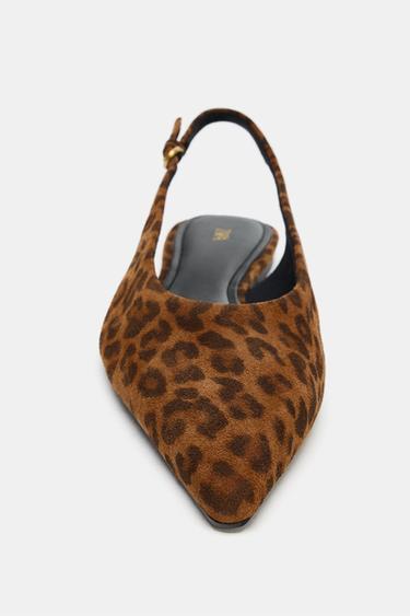 ANIMAL PRINT LEATHER SLINGBACK SHOES - Leopard by Zara - Image 4