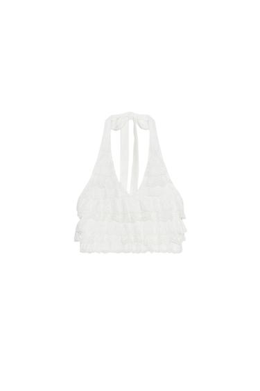 HALTER TOP WITH RUFFLES - White by Zara