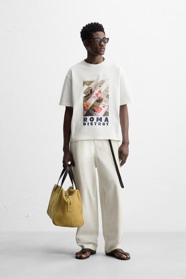 Zara CONTRAST PRINT T-SHIRT - White - Image 0