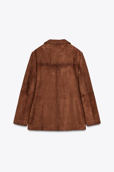 BLAZER OVERSIZE DAIM 100 % ZW COLLECTION ÉDITION LIMITÉE - Marron clair de Zara - Image 7