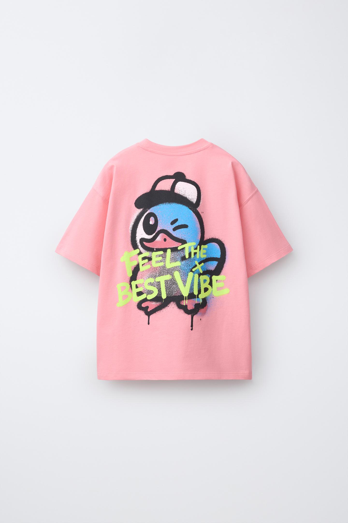 Детская футболка Zara Graffiti Print, цвет: Розовый — фото 3