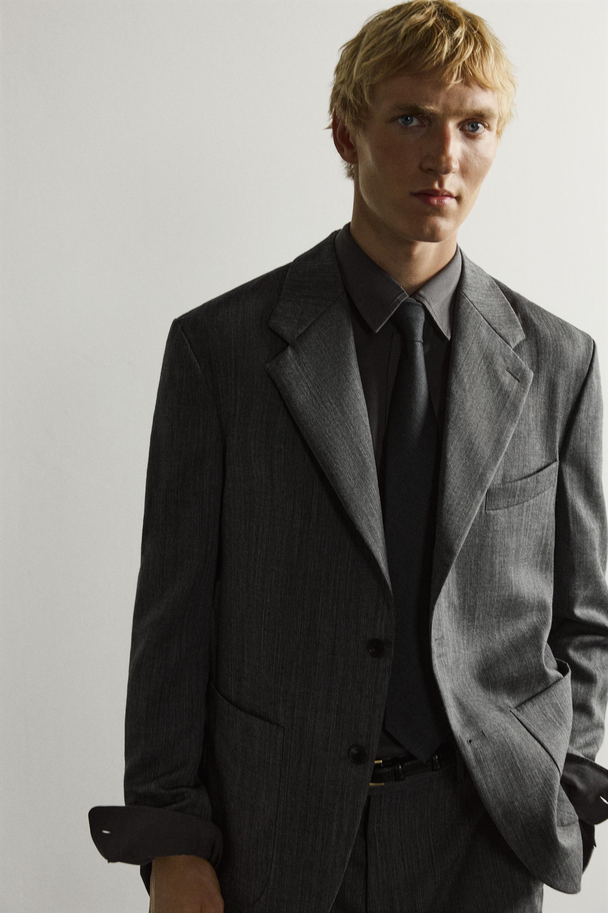 RELAXED FIT 100% WOOL SUIT BLAZER