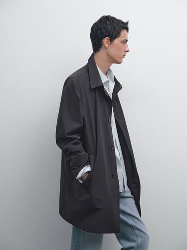Zara Packable water-repellent trench coat - Dark navy