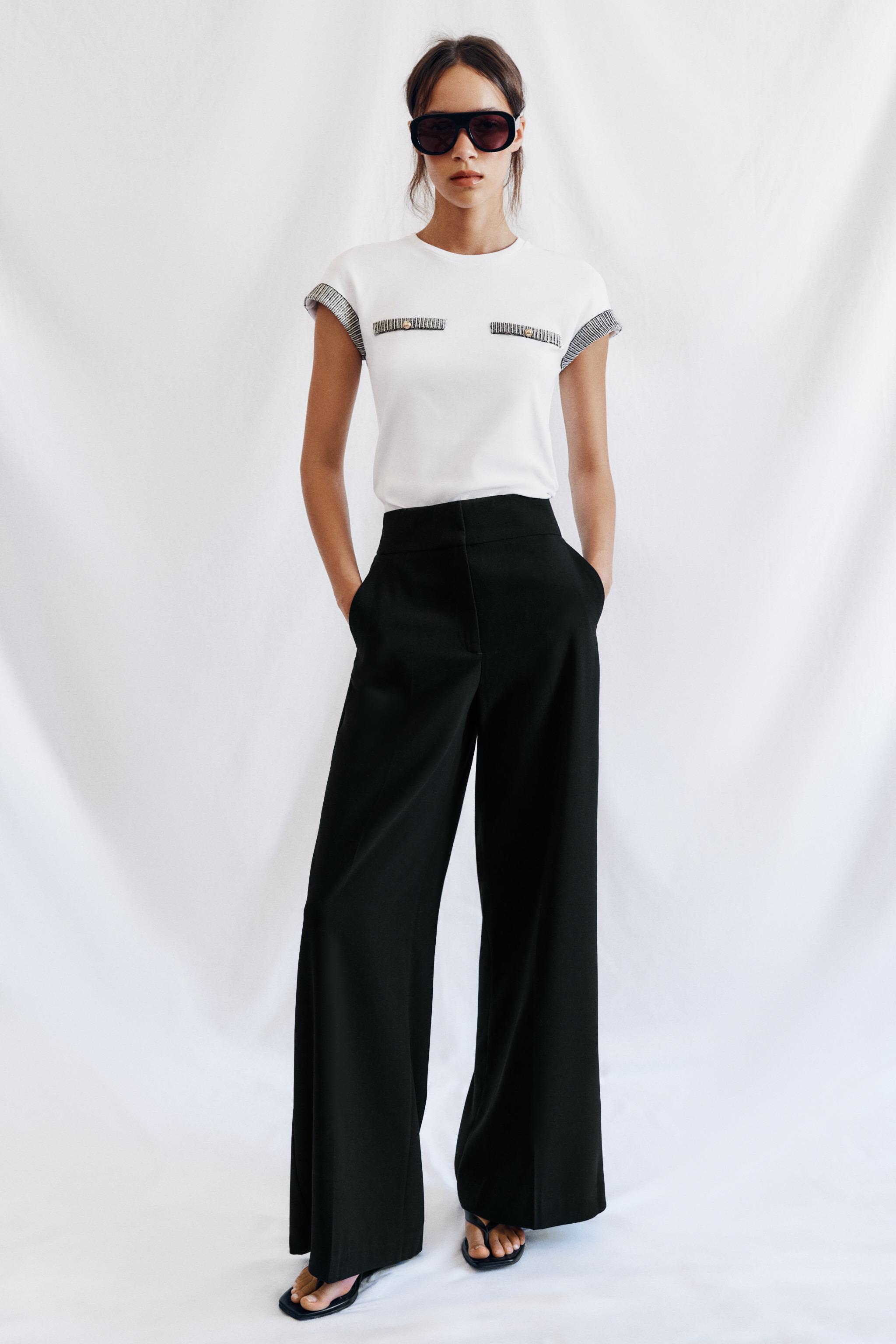 TRIM DETAIL BUTTON T-SHIRT — White