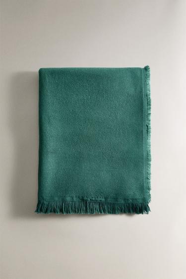 FRINGED DECORATIVE THROW - Turquoise by Zara