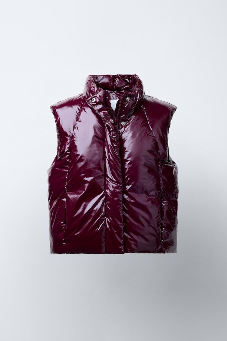 GILET SANS MANCHES MATELASSÉ BRILLANT Bordeaux ZARA Canada