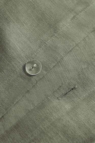 WASHED LINEN DUVET COVER (140 GxM²) - Green / Blue by Zara