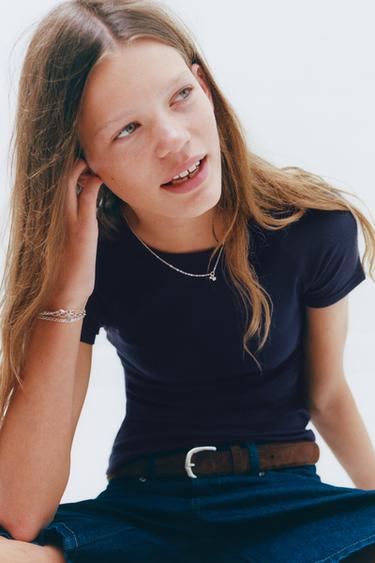 CAMISETA LISA ALGODÓN Y MODAL - Marino de Zara