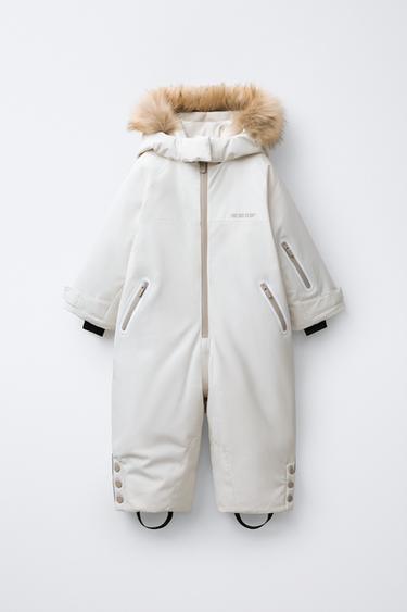 LANGE JUMPSUIT MET CAPUCHON, NEPBONT, WATERBESTENDIG EN WINDDICHT RECCO® SYSTEM SKI COLLECTIE - Ecru van Zara - Afbeelding 0