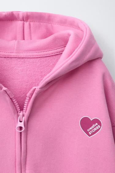 SWEAT ZIPPÉ IMPRIMÉ CŒUR - Rose moyen de Zara - Image 2