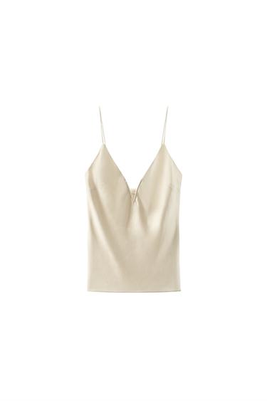 TOP LENCERO SATINADO - Crudo de Zara