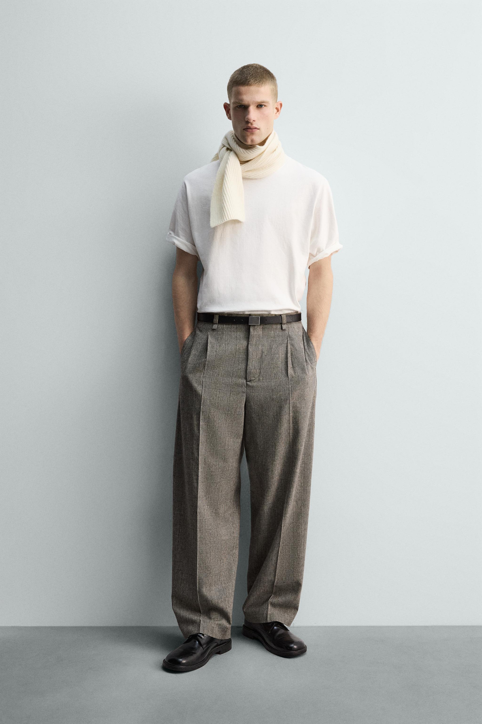 リラックスフィットチェックパンツ - ベージュ | ZARA Japan / 日本