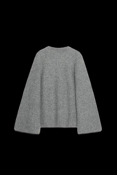 KNIT KIMONO COAT WITH SLIT SLEEVES - Light grey by Zara