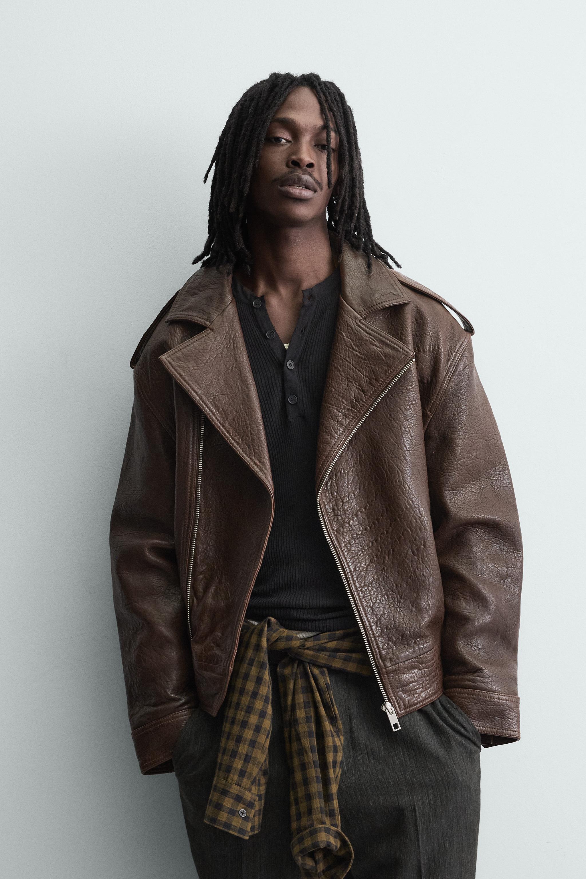 BLOUSON BIKER OVERSIZE EN CUIR