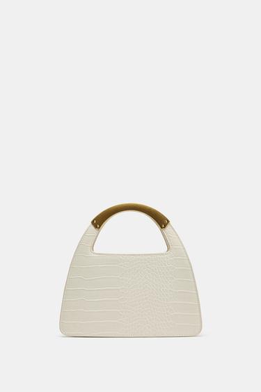 Zara METALLIC HANDLE CITY BAG - white