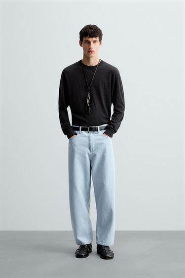 TAPERED WIDE-LEG JEANS - Light blue by Zara - Image 0