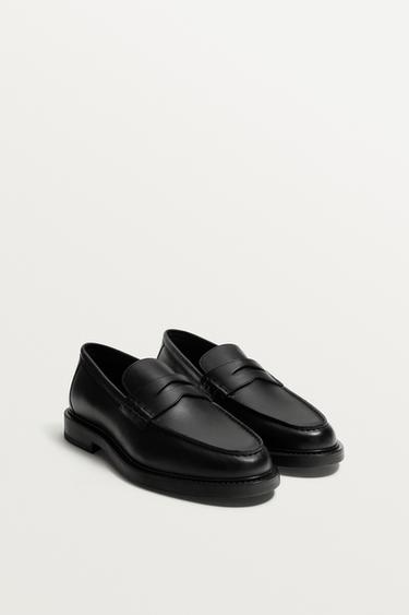 LEATHER PENNY LOAFERS - Black by Zara
