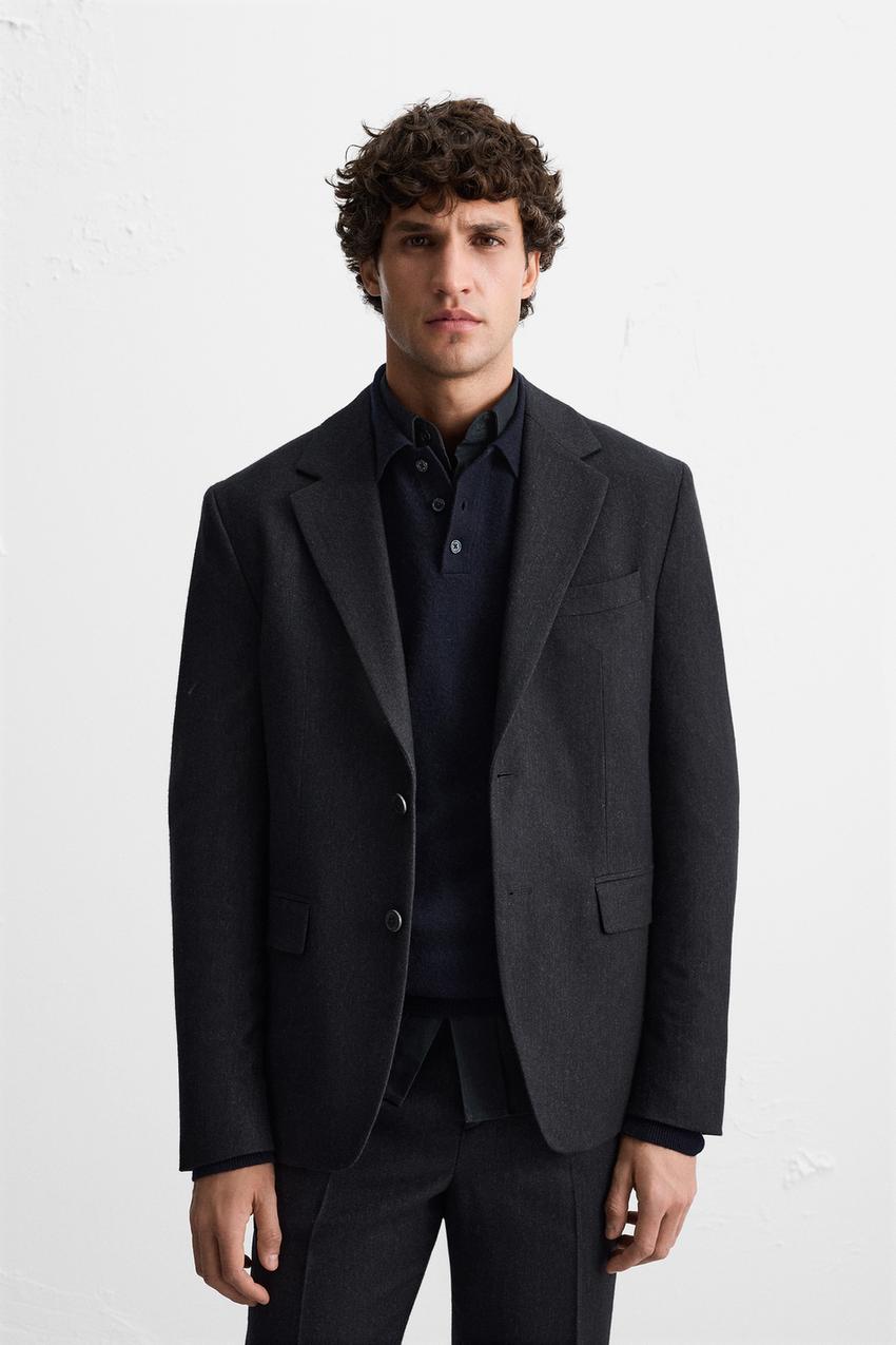 テクスチャー スーツ ブレザー - ネイビーブルー | ZARA Japan / 日本