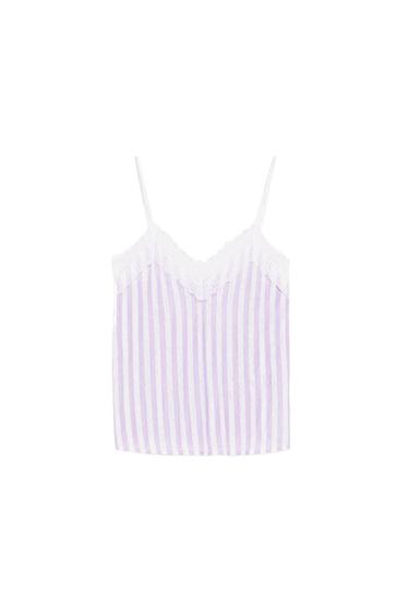 LINEN TOP WITH LACE TRIMS