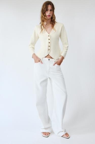 CHAQUETA PUNTO BOTONES - Crudo de Zara