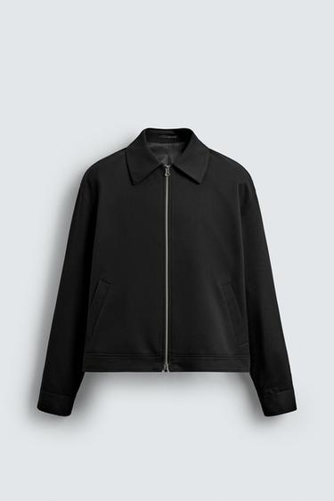 Zara REGULAR FIT ZIP-UP OVERSHIRT - Black