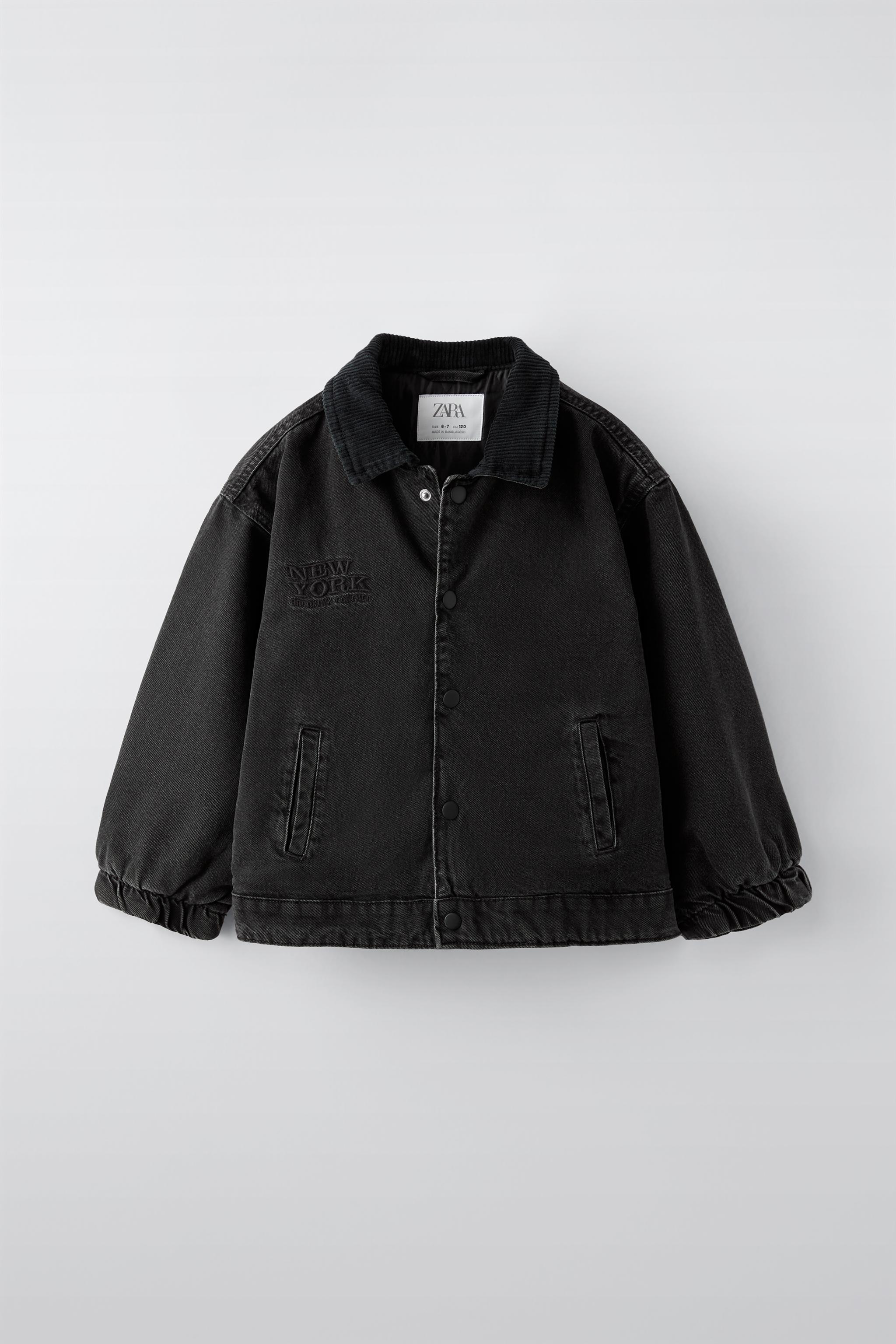 VESTE EN JEAN BRODEE Noir ZARA France