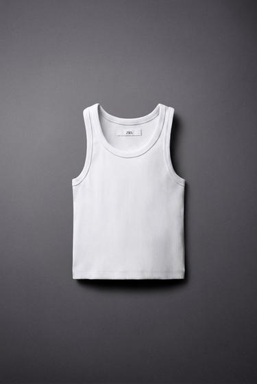 T-SHIRT CÔTELÉ NAGEUR - Blanc de Zara