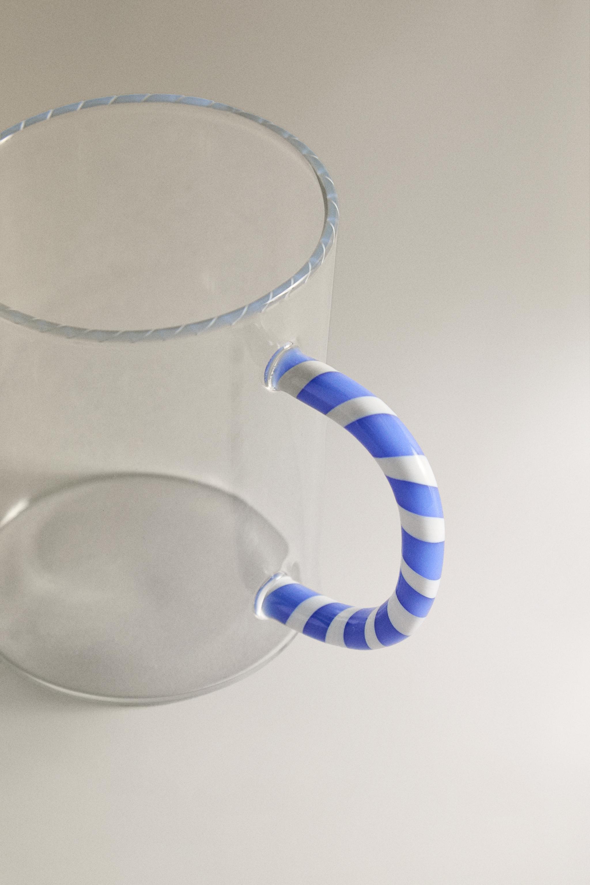 BOROSILICATE GLASS MUG WITH HANDLE AND COLORED RIM - Light