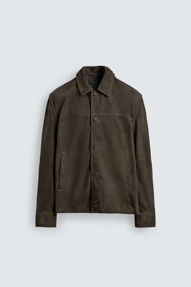 REGULAR FIT SUEDE LEATHER JACKET - Brown by Zara
