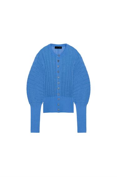 ACCORDION SLEEVE KNIT CARDIGAN - Light blue by Zara