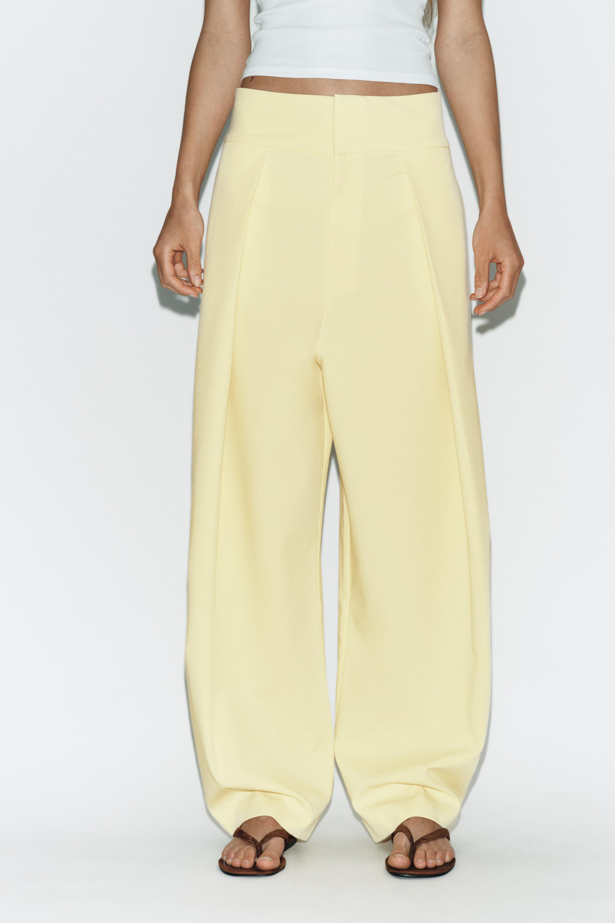 BALLOON PLEAT TROUSERS — Light yellow