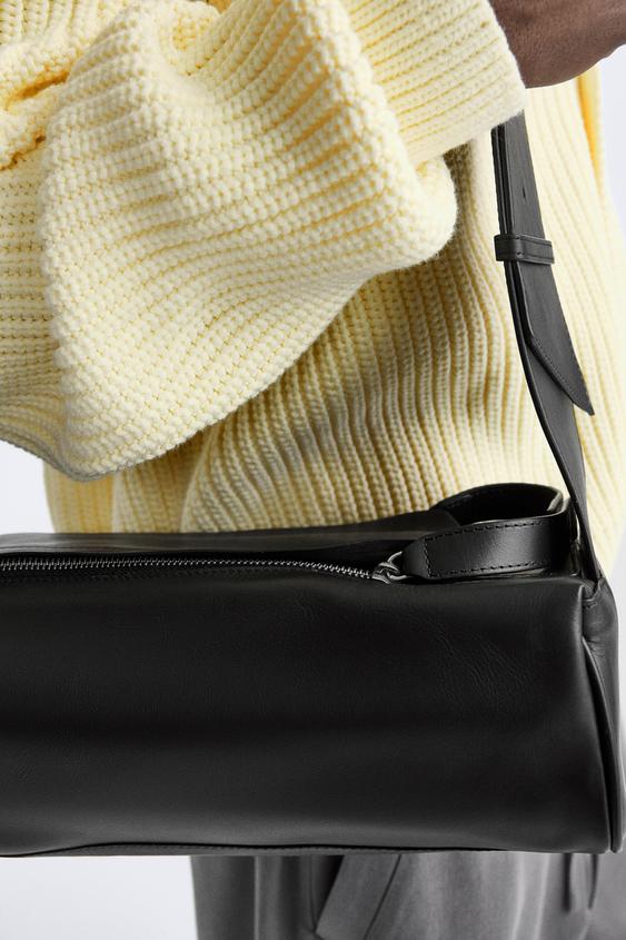 RECTANGULAR LEATHER CROSSBODY BAG Black ZARA Thailand