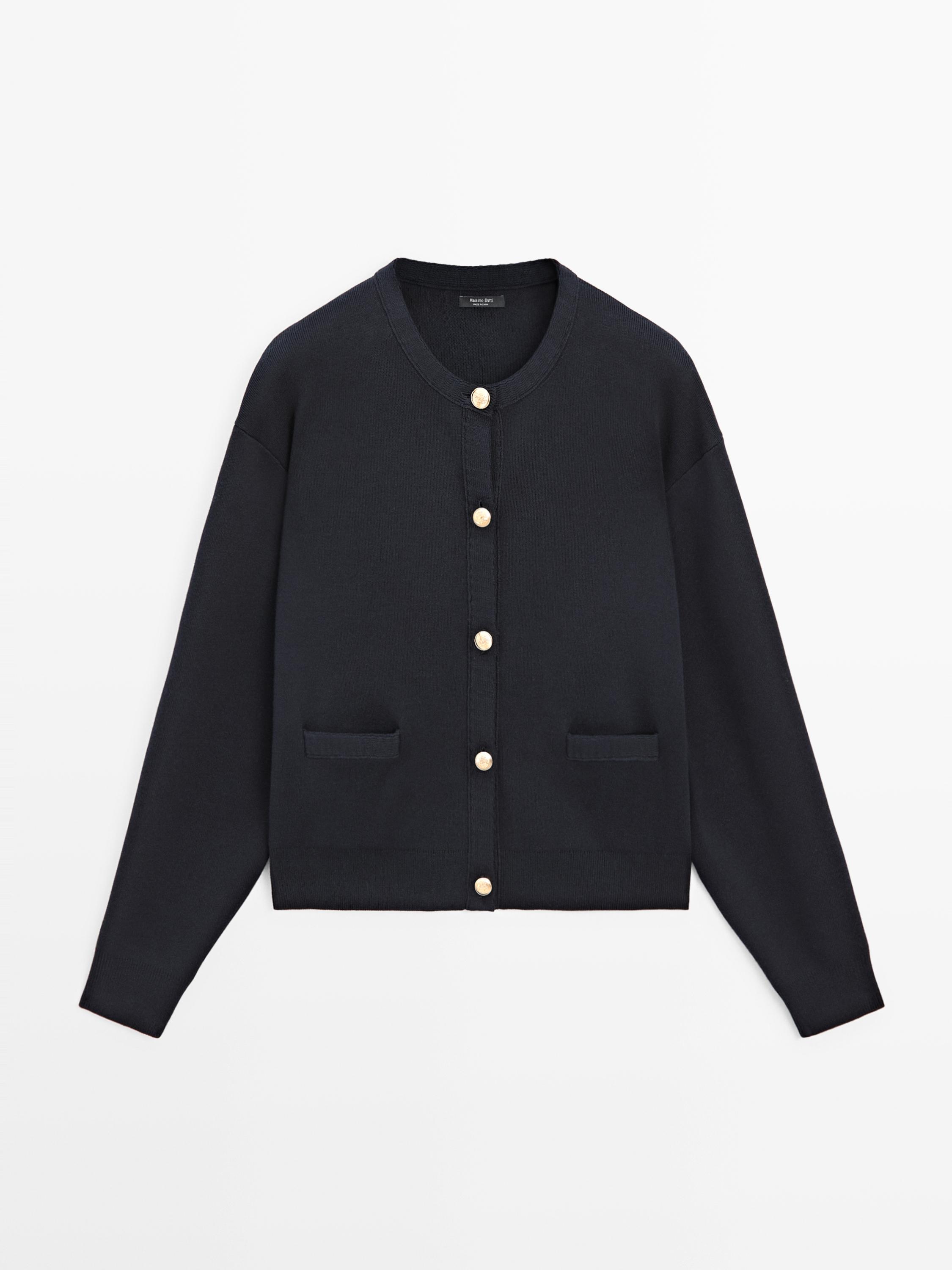 Cotton knit cardigan with gold buttons