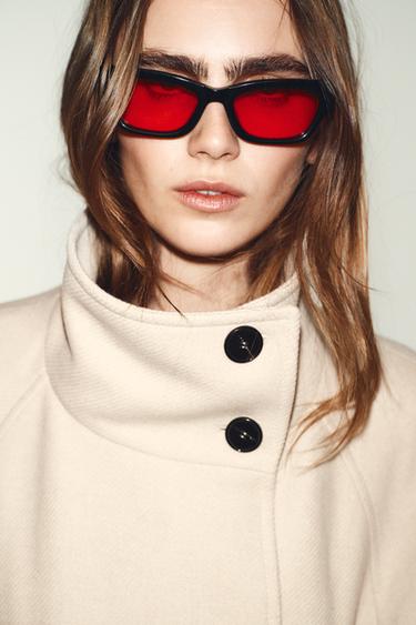 MANTEAU LONG AVEC LAINE COL MONTANT - Beige de Zara - Image 5