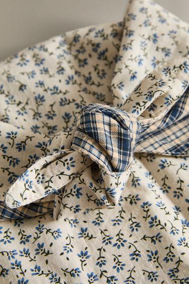 FLORAL COTTON PET BANDANA - Blue by Zara - Image 3