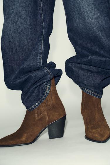 SPLIT SUEDE COWBOY ANKLE BOOTS - Brown by Zara - Image 2