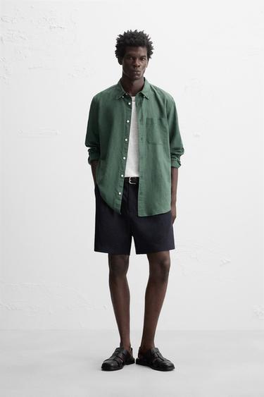 COTTON - LINEN SHIRT - Green by Zara - Image 0