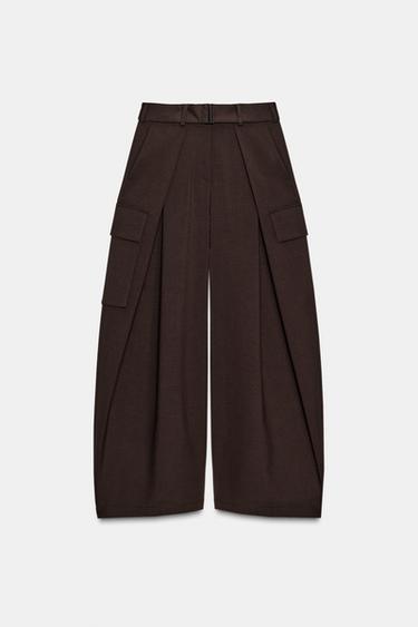 PANTALÓN CARGO PINZAS ZW COLLECTION - Marrón de Zara