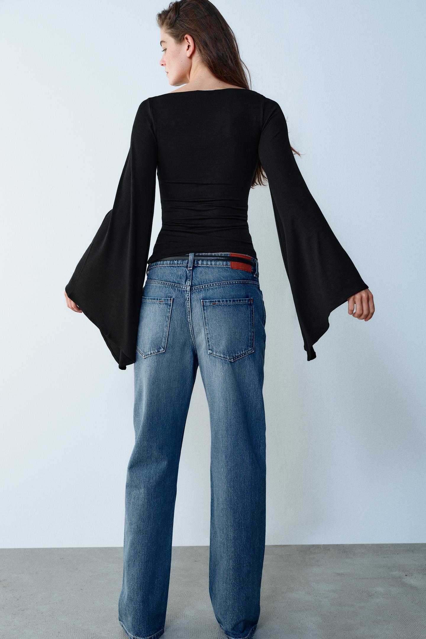 Женская футболка Zara Cape Sleeve, цвет: Чёрный — фото 4